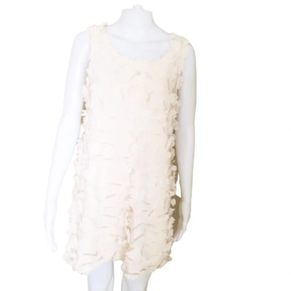 H&M Sleeveless Shift Dress With 3D Floral Appliqué Cream Size Small - Picture 3 of 6